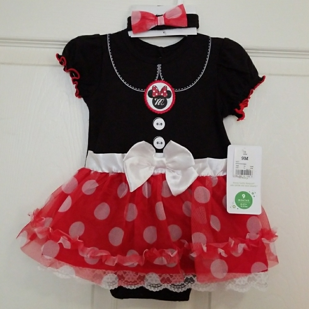Minnie mousse bodysuit with headband size 9 months
